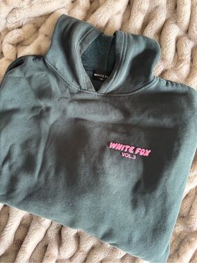 White Fox Green Hoodie and Joggers with Pink Writing Set